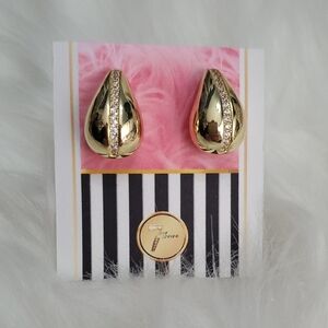 Gold Waterdrop Earrings with Crystal Accents